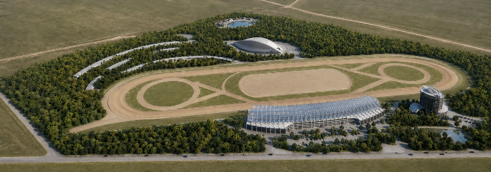Aerial masterplan of the complete equestrian sports complex